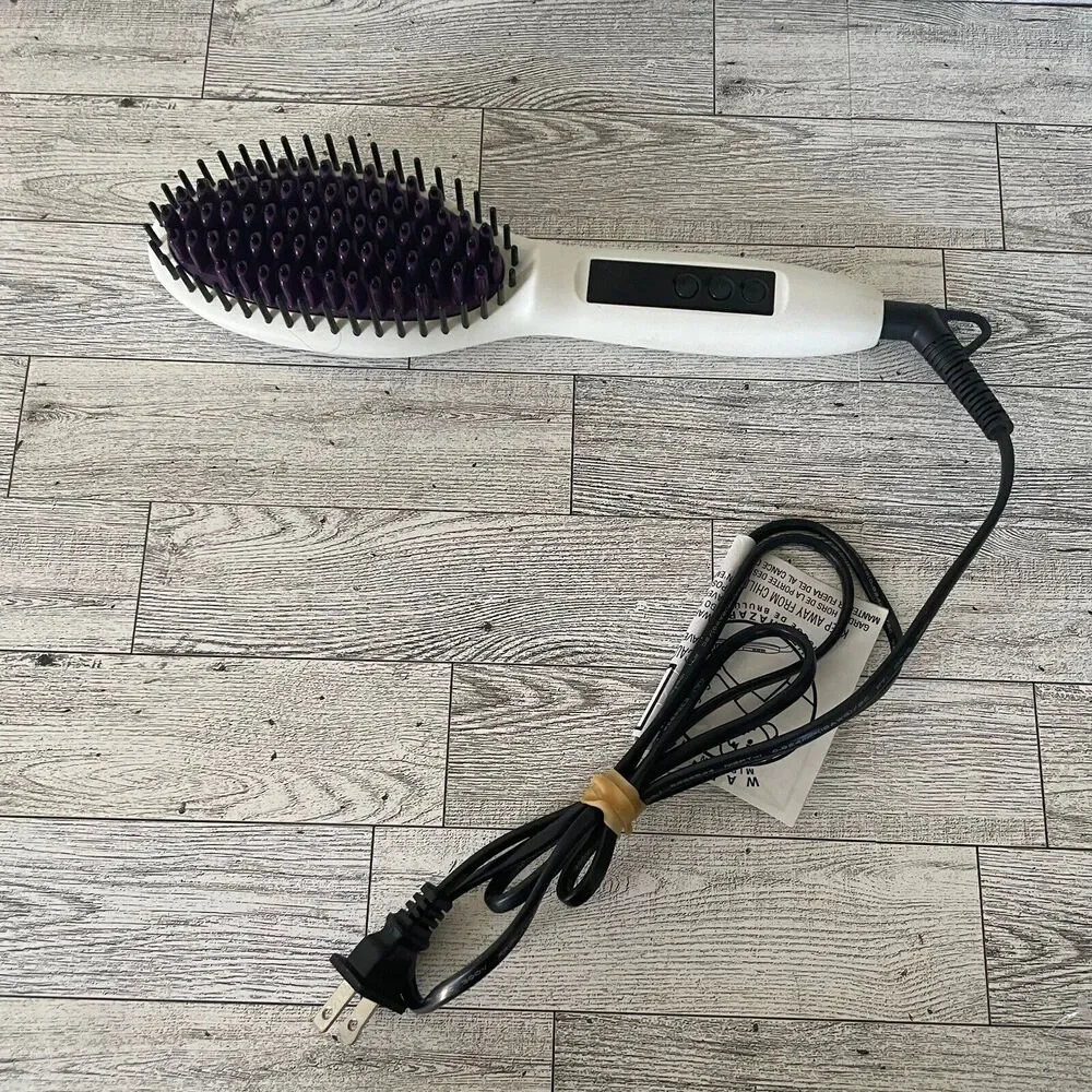 InStyler Straightening Brush Womens‎ OS White Ceramic Ionic Heated 450F 00484